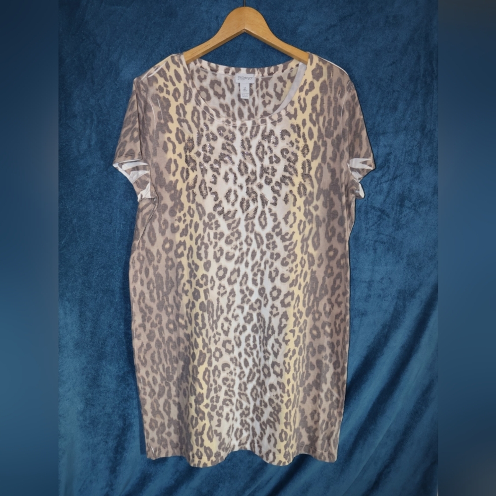 Chico's Animal Print Short Sleeve Top